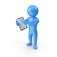 Blue Stickman Holding Clipboard PNG & PSD Images