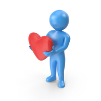 Blue Stickman Holding Heart PNG & PSD Images