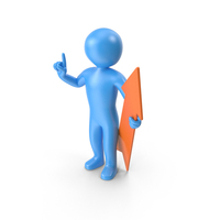 Blue Stickman Holding Pointer PNG & PSD Images