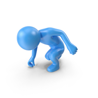 Blue Stickman Picking Up PNG & PSD Images