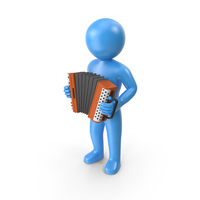 Blue Stickman Playing Accordion PNG & PSD Images
