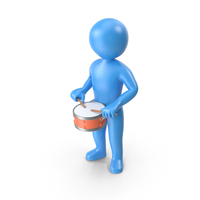 Blue Stickman Playing Drum PNG & PSD Images