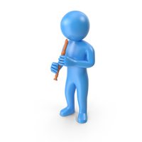 Blue Stickman Playing Flute PNG & PSD Images