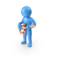 Blue Stickman Playing Guitar PNG & PSD Images
