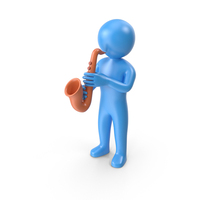 Blue Stickman Playing Saxophone PNG & PSD Images