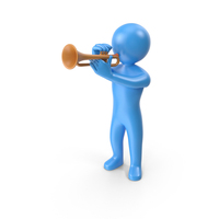Blue Stickman Playing Trumpet PNG & PSD Images