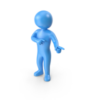 Blue Stickman Pointing PNG & PSD Images