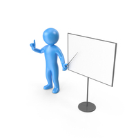 Blue Stickman Presenting PNG & PSD Images