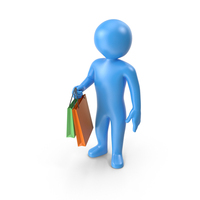 Blue Stickman Shopping PNG & PSD Images