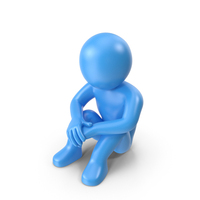 Blue Stickman Sitting On Ground PNG & PSD Images