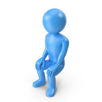 Blue Stickman Sitting PNG & PSD Images