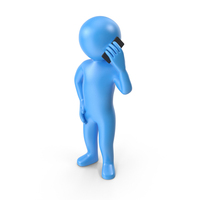 Blue Stickman Talking On Phone PNG & PSD Images