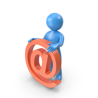 Blue Stickman With Email Sign PNG & PSD Images