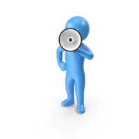 Blue Stickman With Loud Speaker PNG & PSD Images