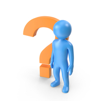Blue Stickman With Question Mark PNG & PSD Images