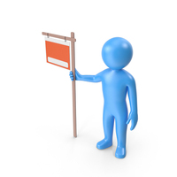 Blue Stickman With Sign PNG & PSD Images