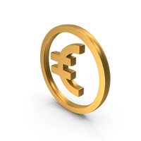 Euro Symbol On Circle Icon Gold PNG & PSD Images