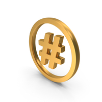 Hashtag With Circle Icon Gold PNG & PSD Images