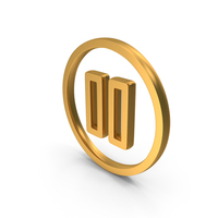 Pause Button With Circle Icon Gold PNG & PSD Images