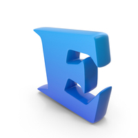 Toon Style Capital Alphabet E Blue PNG & PSD Images