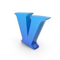 Toon Style Capital Alphabet V Blue PNG & PSD Images