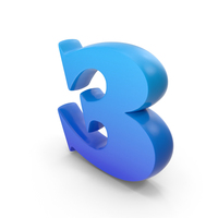Toon Style Number 3 Blue PNG & PSD Images