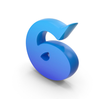 Toon Style Number 6 Blue PNG & PSD Images