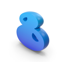 Blue Toon Style Number 8 PNG & PSD Images
