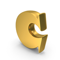 Toon Style Capital Alphabet C Gold PNG & PSD Images