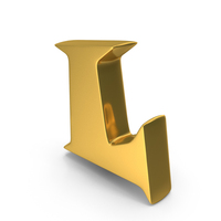 Toon Style Capital Alphabet L Gold PNG & PSD Images