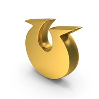 Toon Style Capital Alphabet U Gold PNG & PSD Images