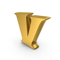 Toon Style Capital Alphabet V Gold PNG & PSD Images