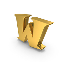 Toon Style Capital Alphabet W Gold PNG & PSD Images