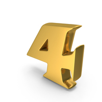 Toon Style Number 4 Gold PNG & PSD Images