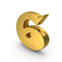 Gold Toon Style Number 6 PNG & PSD Images