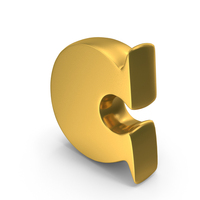 Toon Style Small Alphabet C Gold PNG & PSD Images