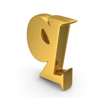 Gold Toon Style Small Alphabet Q PNG & PSD Images
