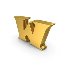 Gold Toon Style Small Alphabet W PNG & PSD Images