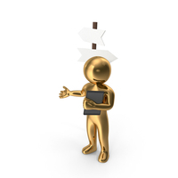 Gold Stickman At Crossroad PNG & PSD Images