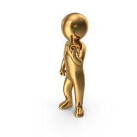 Gold Stickman Attention PNG & PSD Images