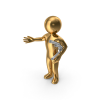 Gold Stickman Holding Blueprints PNG & PSD Images
