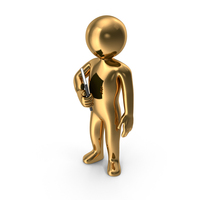 Gold Stickman Holding Book PNG & PSD Images