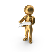 Gold Stickman Holding Book PNG & PSD Images