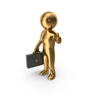 Gold Stickman Holding Briefcase PNG & PSD Images