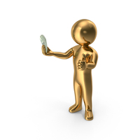 Gold Stickman Holding Cash PNG & PSD Images