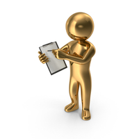 Gold Stickman Holding Clipboard PNG & PSD Images