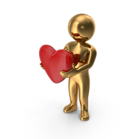 Gold Stickman Holding Heart PNG & PSD Images