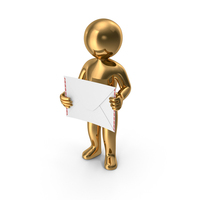 Gold Stickman Holding Letter PNG & PSD Images