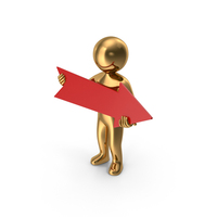 Gold Stickman Holding Pointer PNG & PSD Images