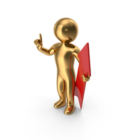 Gold Stickman Holding Pointer PNG & PSD Images
